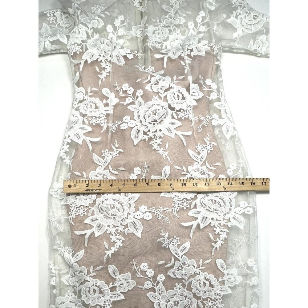 MY BANDAGE DRESS Womens MEDIUM White Lace Nude Lined Kali DRESS Prom Wedding EUC - Picture 6 of 10